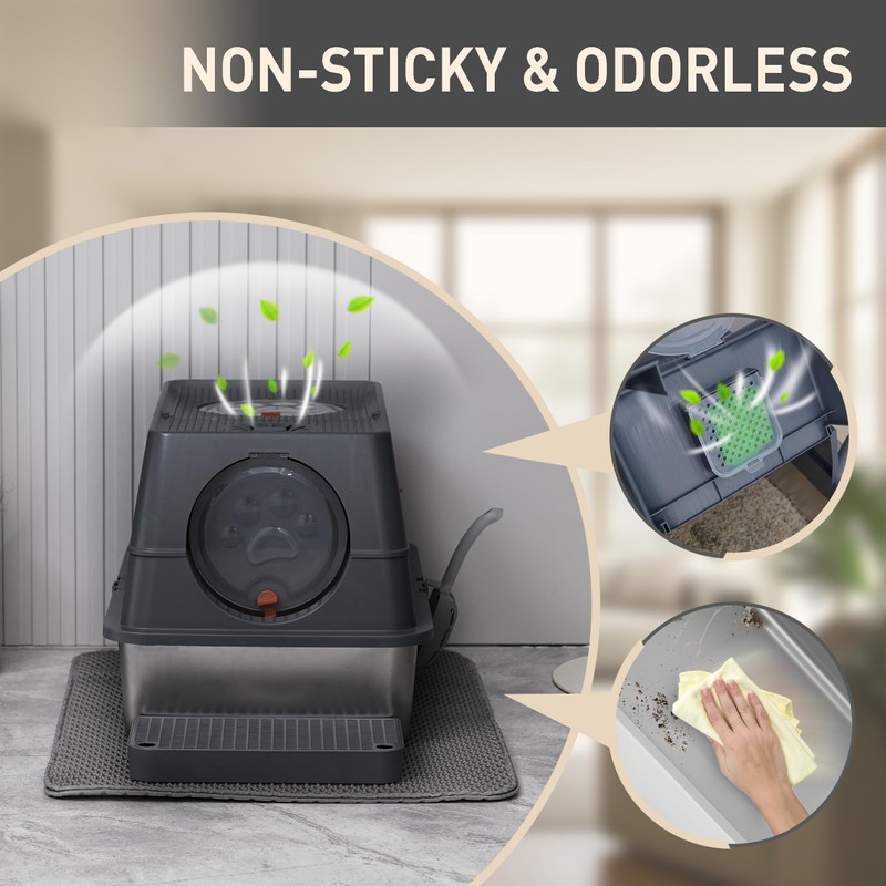 Citylife Stainless Steel Litter Box with Lid XL Large Enclosed