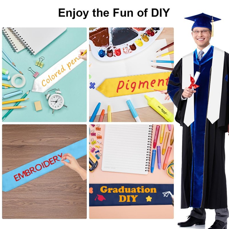 Plain Graduation Stole, Graduation Stole Class of 2025, White Graduations