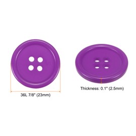 QUARKZMAN Pack of 10 Buttons Large Sewing Buttons 7/8 Inch (23 mm) Resin Plastic Buttons Flat 4 Hole Round Craft Buttons for Sewing Clothing Jacket Shirts Coat Blazer Knitting Cardigans, Purple