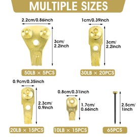 Pack of 120 Picture Hangers Metal with Nails Picture Hooks Robust Picture Hanging Tool for Hanging Picture Frames in Home and Office