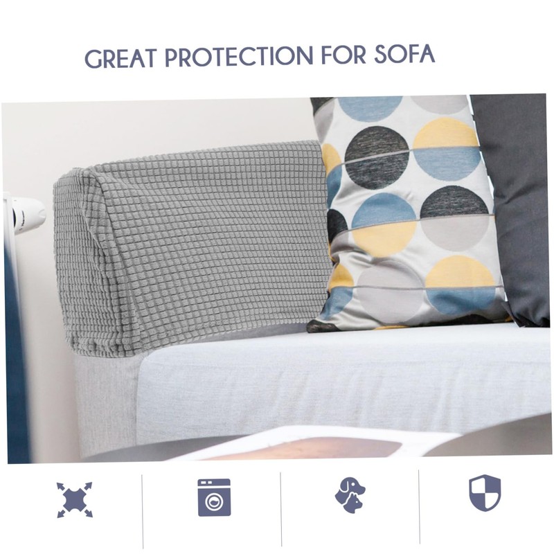 MAGICLULU 2Pcs Elastic Sofa Armrest Covers Light Grey Protective Towels