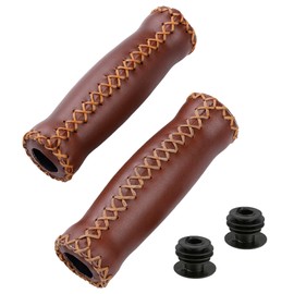 CyclingDeal Bike Bicycle Comfort Handlebar Grips - Mountain Bike MTB Hand Handle Grips - Thick Vinyl 127mm - Great for Beach Cruiser - Soft Cushion - Brown