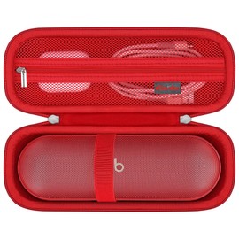 Elonbo Carrying Case ​for Beats Pill Wireless Bluetooth Speaker, Beats Pill Portable Speaker Travel Bag Storage Holder, Mesh Pocket Fits Charger, Red