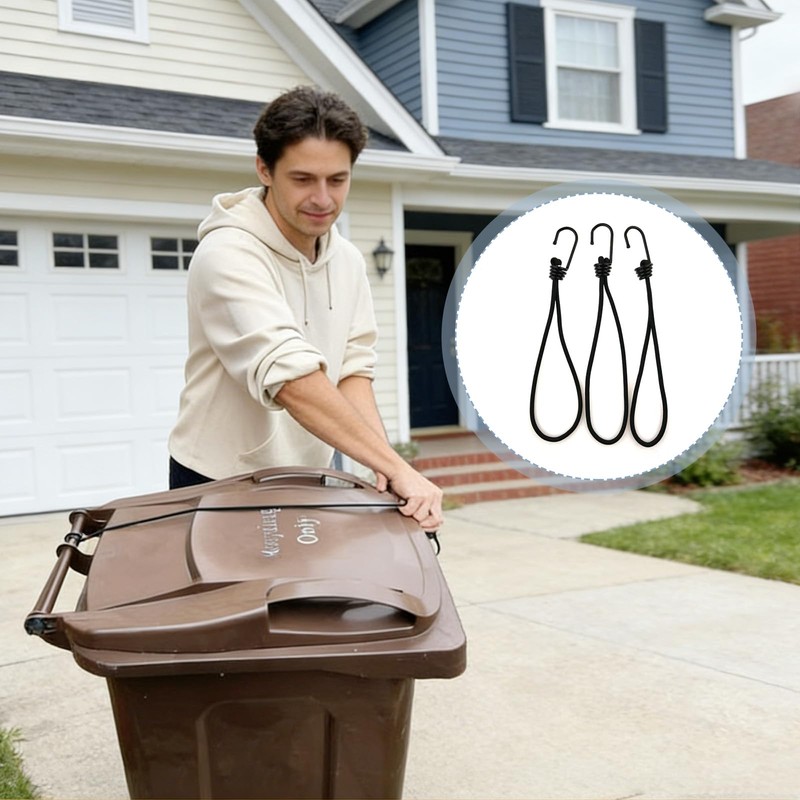 5 Pcs Wheelie Bin Locks, 55 cm Black Universal Heavy
