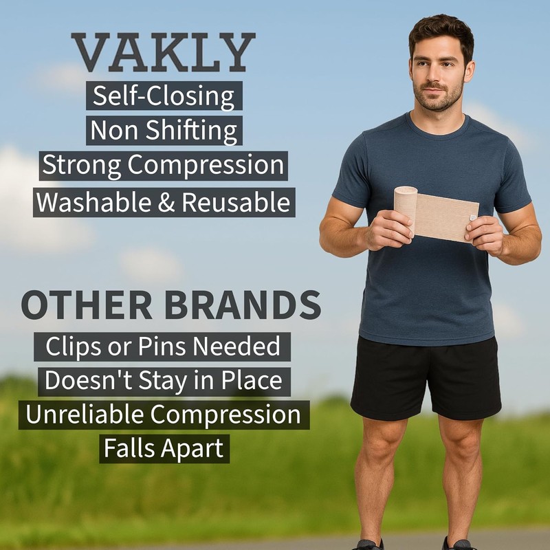 Vakly Elastic Bandage Wrap Rolls with Self-Closure [Pack of 10]
