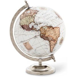 Abbott Collection 57-LATITUDE-05 Glossy Globe On Stand, White