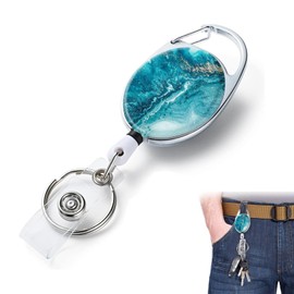 Retractable Key Ring, ID Holder, Extendable, Double-Sided Colour Print Pattern, Retractable Key Ring, Convenient and Quick, Suitable for Access Cards, Passport Cards, Student ID Cards