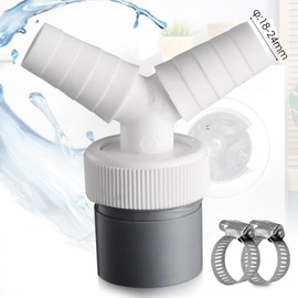 Dishwasher and Washing Machine Drain Adapter Double Connection Y with Outlet for Pipe Diameter 40 mm and Input Diameter 18-24 mm Set for Washing Machine, Dishwasher, Dryer, Garden Hoses