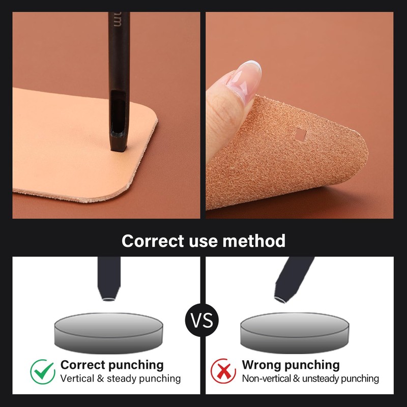 WUTA 5 Sets Square Hole Punch Leather Craft End Punch