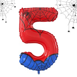 40 Inch Giant Spider Theme Number Foil Balloons Large Number 5 Balloons Kids Party Balloons Birthday Party Decorations Supplies Number 1-6 Available for Kids' Birthday Anniversary Party