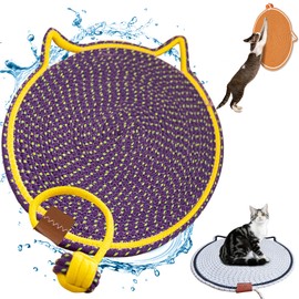 Cat Scratcher Mat, Natural Cotton Rope Cat Scratch Pad, 19.7’‘ Round Horizontal Floor Cat Scratching Pads for Indoor Cats Grinding Claws Nails,Cat Furniture Protector