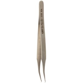 Hakko CHP 110-SA Stainless Steel Non-Magnetic Tweezers for Handling Chip and SMD Components, Flat Tip, Approximately 90 Degree Angle Tip, 4-3/4" Length