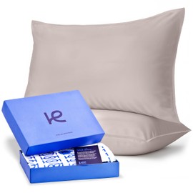 Kickoff Viscose Bamboo Pillowcase, King, Set of 2, 100% Organic Hidden Zippered Viscose Bamboo Pillow Case King Size, Cooling Pillow Cover for Hot Sleepers (20"x40", Grey Mist)