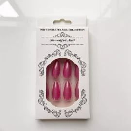 FRUZJAY Uñas Postizas A Presión De Almendra, Color Rosa Y Morado, Uñ