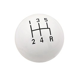 Mr. Gasket 9619 White 3/8-16 UNC Classic 5 Speed Round Ball Shift Knob