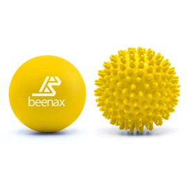 Beenax Beenax Lacrosse & Hard Spiky Massage Ball Set - Trigger Point, Myofascial Release, Plantar Fasciitis, Deep Tissue, Muscle Relief, Yoga, Pilates, Physio, Rehab - Relieve Stress and Relax Tight Muscle