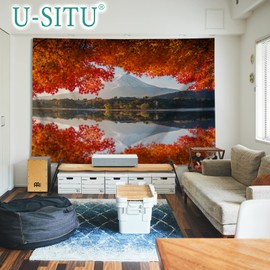 U-SITU Tapestry Wall Hanging, Wall Decoration, Mt. Fuji, Autumn, Japanese Famous Landscape, Natural Scenery, Stylish Background, Multifunctional, Fabric Poster, Interior Atmosphere, Change (Width 78.7 x Length 59.1 inches (200 x 150 cm)), Color: 67B