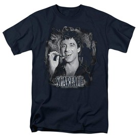 Scarface Smokey Scar Unisex Adult T-Shirt, Navy, Medium