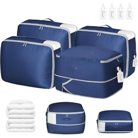 DIMJ Comforter Storage Bag 4 Pack - Blanket Storage Organizer Compression Bags, Large Capacity Ultra Space Saving Self Compression Organize for Bedding, Pillow, Duvet, Sheet Storage with Zipper Window