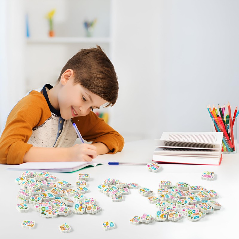 A1DIEE 60Pcs Motivation Mini Erasers for Kids Inspirational Quotes Small