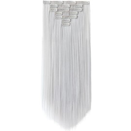 HSPJHTM White Hair Extensions 22" Straight Clip Extension for Women Thick Hair Extentions Synthetic 7PCS HairPieces for Girls Full Head
