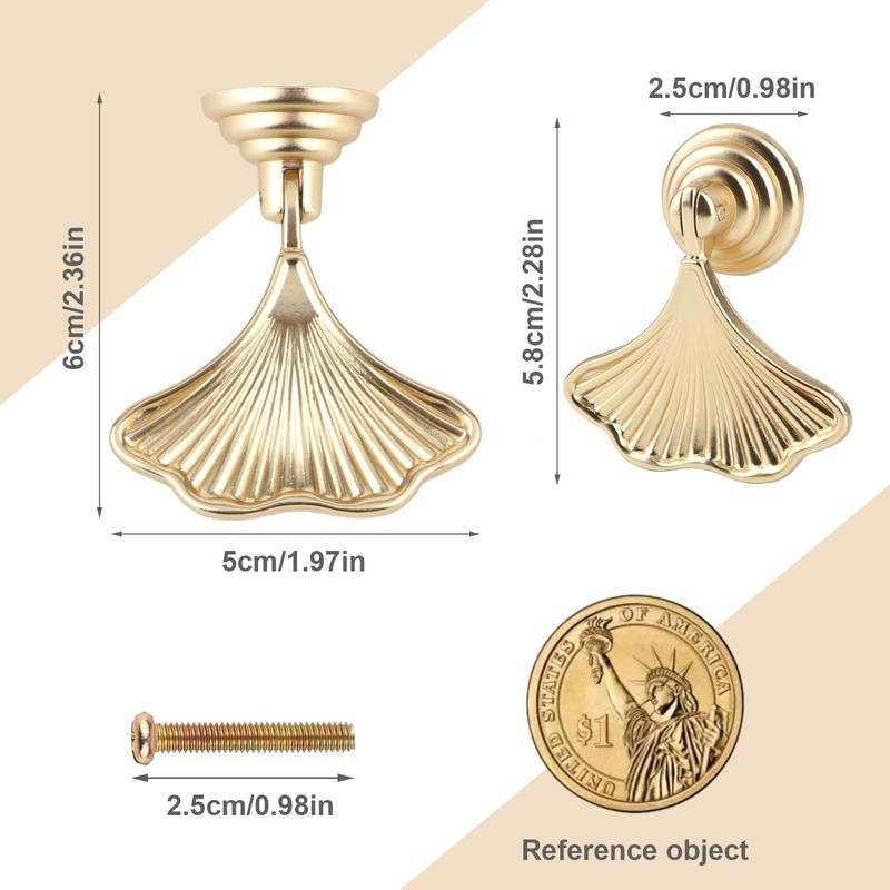 Brosay Gold Knobs Fashion Ginkgo Leaf Drawer Knobs Art Deco
