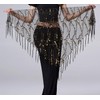 Women Belly Dance Hip Scarf, Sequin Tassels Triangle Tribal Wrap
