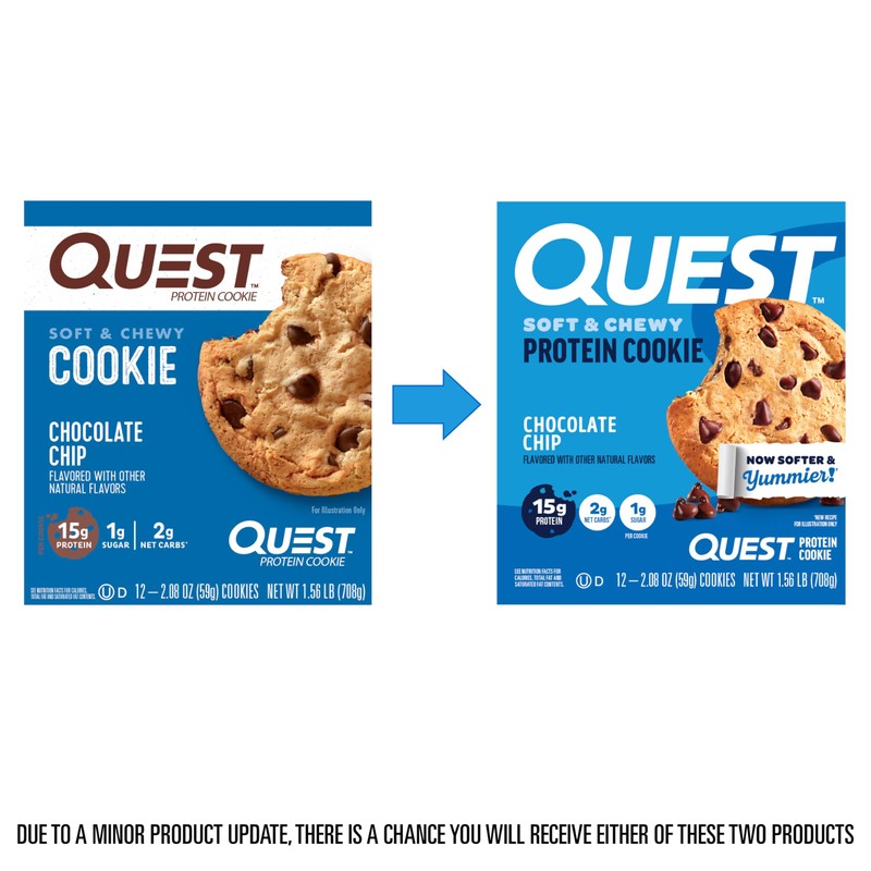 Quest Nutrition Chocolate Chip Protein Cookie, 15g Protein, 1g Sugar,