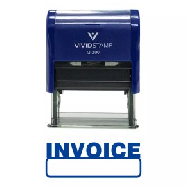 Vivid Stamp Basic Invoice Self Inking Rubber Stamp (Blue Ink) - Medium