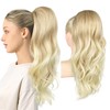 REECHO Ponytail Extension, Drawstring Ponytail Extension Long Wavy Layered Pony
