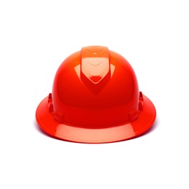 Pyramex Ridgeline Full Brim Hard Hat 4 Point Ratchet Hi Vis Orange Vented