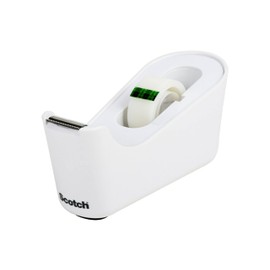 Scotch Tape Dispenser, White, Great for School or Office and Includes 1 Roll of Scotch Magic Tape 3/4 in x 350 in