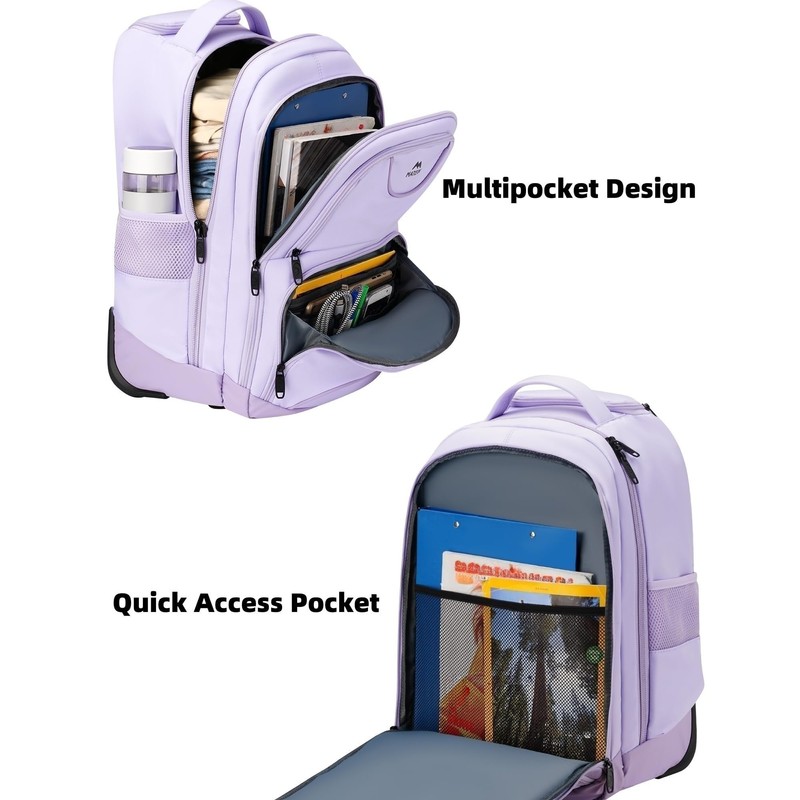 MATEIN Rolling Backpack for Women, 17 Inch Travel Laptop Backpacks