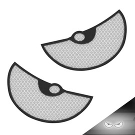 Bawkars 2 PCS Car Reflective Stickers, Semicircular Devil Eyes Decals, 4.13" x 2.95" Waterproof Night Safety Driving Caution Sign, Universal for Car Trunk Bumper Window Rear Tailgate (White)