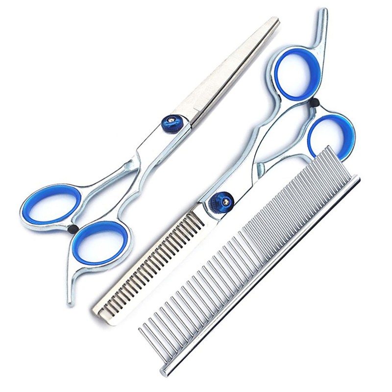 Dog Grooming Scissors Kit Stainless Steel Comfortable Adjustable Screw Professional