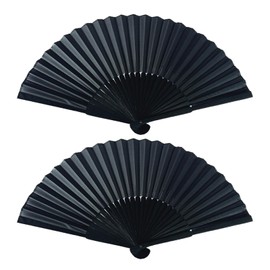 Pack of 2 hand fans, fan rave, gifts, hand fan, black, hand fan, foldable, folding fan, women, foldable Chinese, folding fan, black, fencer, for men, wedding, party