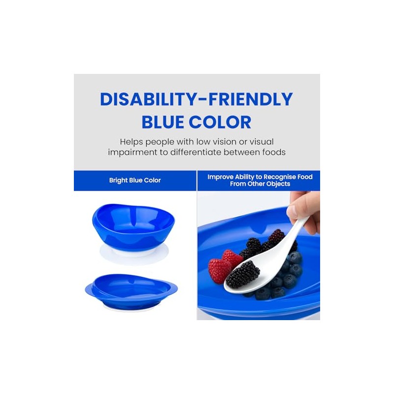 Spill Proof Scoop Plate and Bowl with Non-Skid Suction Base,