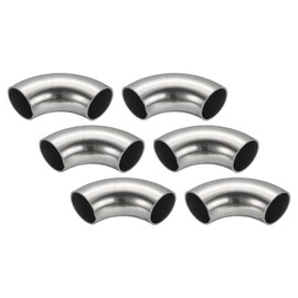 PATIKIL 6pcs 90 Degree Mandrel Bend Elbow, 1-1/8" OD Steel Exhaust Elbow Exhaust Piping Connector 315 Stainless Steel for Exhaust Pipe Stair Handrail HVAC