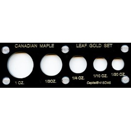 Capital Plastic 2" x 6" Acrylic panel screw together holder "Canadian Maple Leaf Gold Set" 5-Coin holder - Black