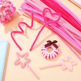 DOITOOL 500 Pcs Pink Pipe Cleaners for Crafts Soft Fuzzy Pipe Cleaners Chenille Stems 12 Inch Flexible Twisting Sticks for Handmade Flower Christmas DIY Projects