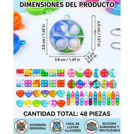 48 Piezas Pop It Con Llaveros Para Niños, Alivio Del Estrés, Juego De Juguetes Sensoriales, Múltiples Estilos, Silicona Suave Y Duradero, Para Diversión Y Relajación, Regalos Para Niños Y Adultos