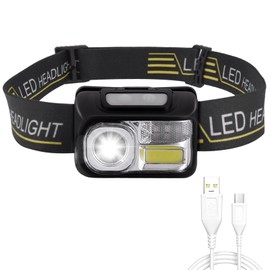 HuLuHouse® Lámpara Cabeza LED Linterna Minera Recargable USB 8 Modos Faro Con Sensor Inteligente Lámpara Manos Libres para Campismo, Senderismo, Ciclismo, Pesca (Negro)