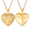 U7 Gold Locket Necklace Family Jewellery Tree of Life Heart