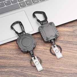 Badge Holder Retractable Clip Heavy Duty Badge Reel Retractable Keychain ID Badge Holder with Breakaway Lanyard ID Card Holder Cool Tactical Keychains | AIDSOTOU