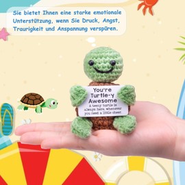 Mwmoeen Funny Positive Turtle Gifts, Hand Knitted Critters, Inspirational Gifts for Family and Friends and Birthday Gifts, Emotional Motivational Turtle Decorations