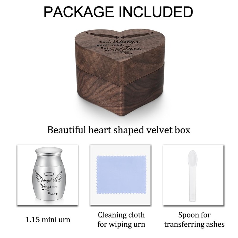 Dletay Small Keepsake Urns for Human Ashes Heart Shaped Box