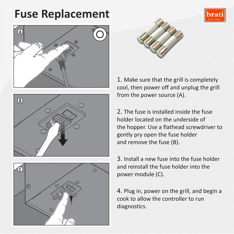 4-Pack Pellet Grill Fuse Replacement for Weber smokefire ex4/ex6 Wood