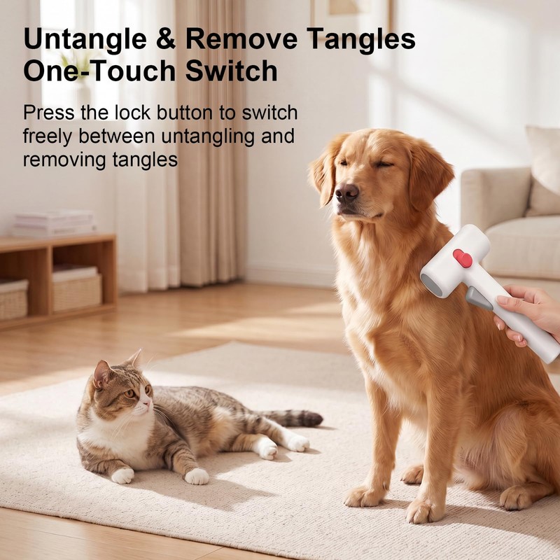 DingGreat 2-in-1 Pet Grooming Comb and Deshedding Brush, Self-Cleaning Dog