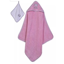 Little Pipers Bath Towel Infant Little Pipers Baby Hooded Plush Terry 100% Soft Cotton Pink