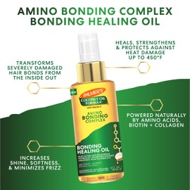 Palmer's Amino Bonding Complex Hair Oil, Healing Treatment with Coconut Oil & Vitamin E, Heat Protectant, Anti Frizz, Adds Shine, Strengthens & Protects Hair Growth, All Hair Types, 3.4 fl. oz